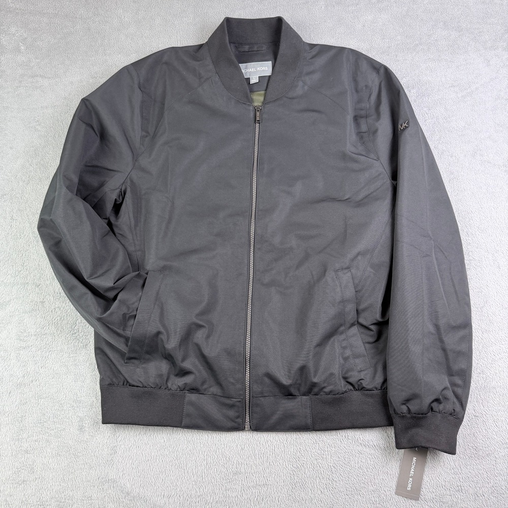 Michael Kors Mens Black Full Zip Bomber Jacket M25265 Size L New With Tags